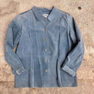 Vintage Soft Ocean Blue Suede Blazer by J.G. Hook Size 16